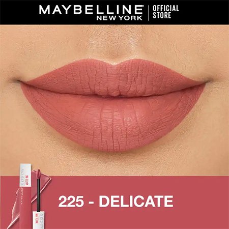 warna lipstik shade Maybelline 225 Delicate di bibir